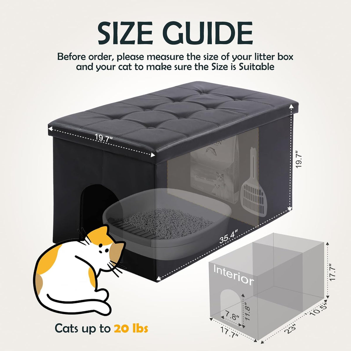 Cat Litter Box Enclosure Furniture Odor Control, Extra Large